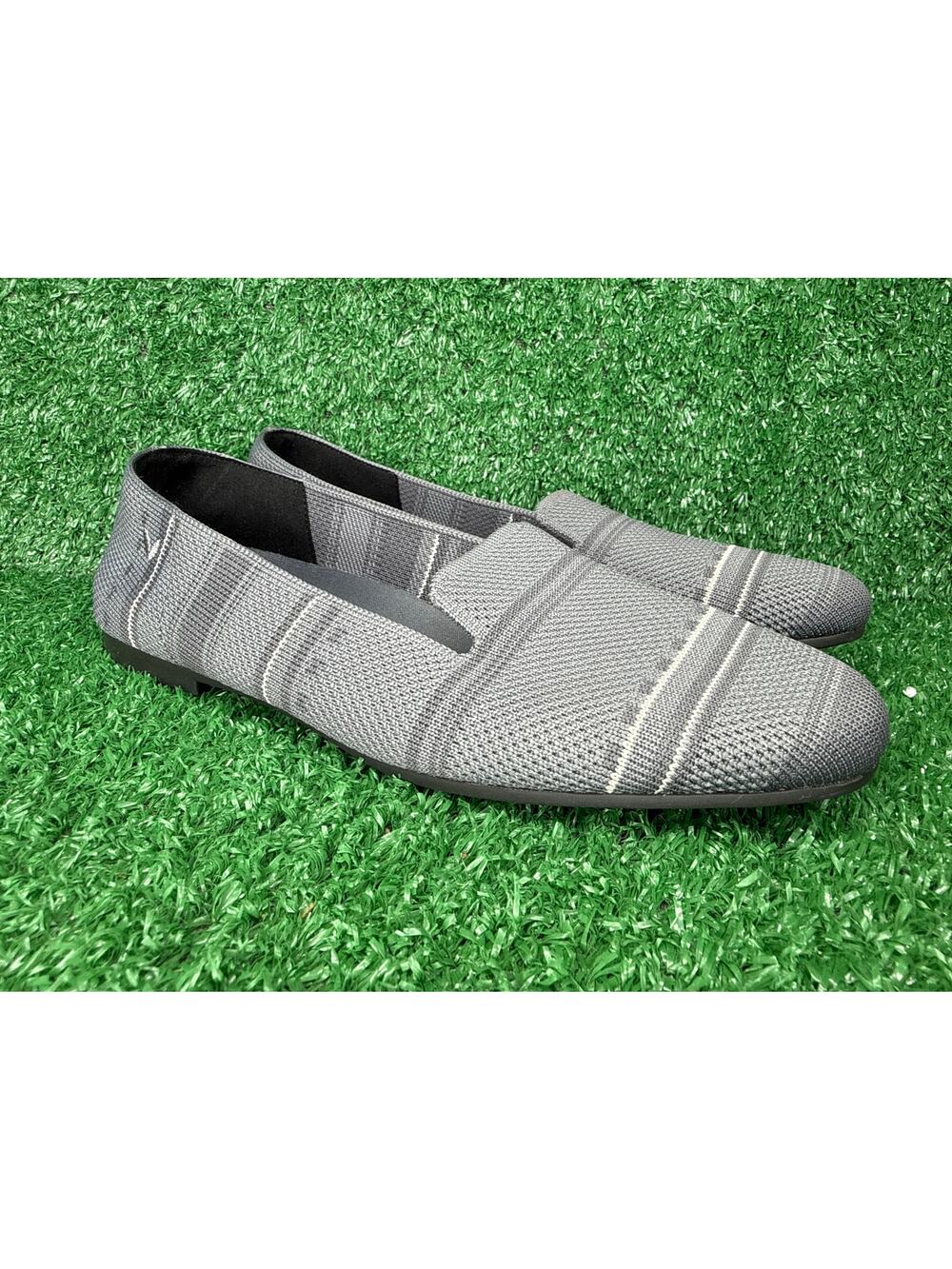 VIVAIA Eco Knit Loafers Elly Style Gray Round Toe Stripe Flats EU 37.5 W Slip on